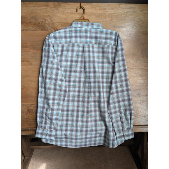 Ariat Pro Series Shirt Men XL Teal Plaid Fitted Long Sleeve Button Down 10053922 - Picture 2 of 4